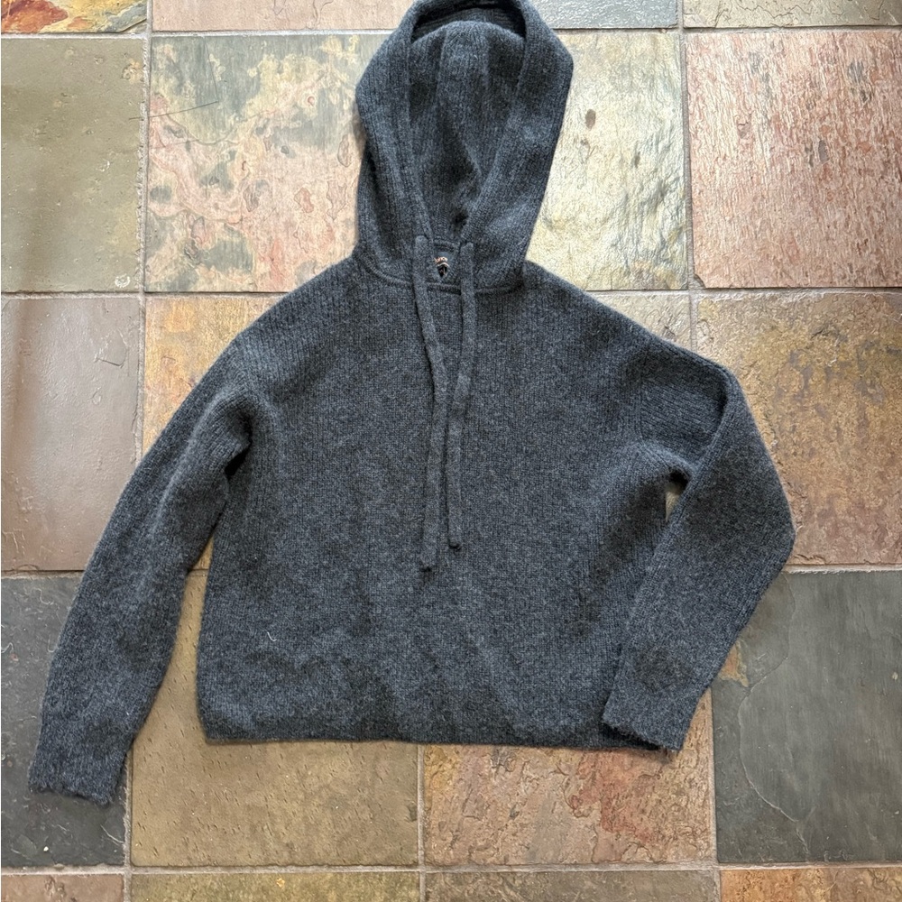 Quince Mongolian Cashmere Fisherman Hoodie Grey XS